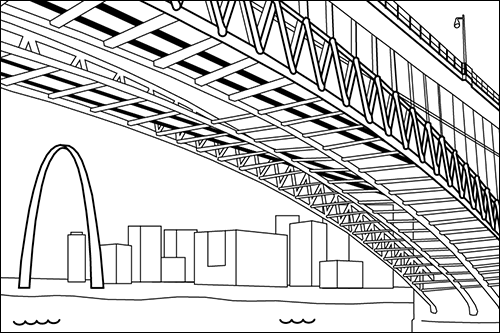 Eads Bridge coloring book page